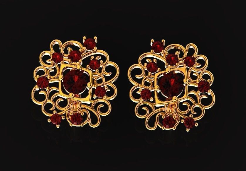  elegant  earrings with ornament pattern 474 3D print model_21