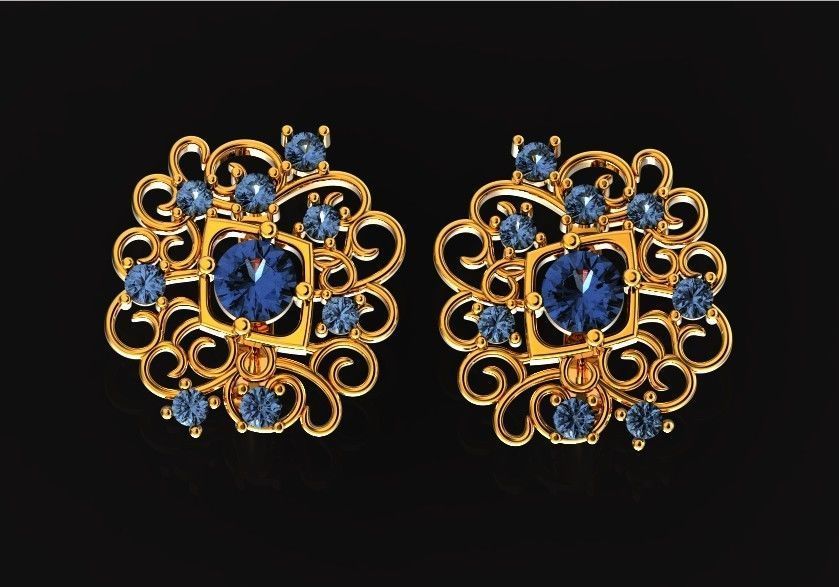  elegant  earrings with ornament pattern 474 3D print model_20