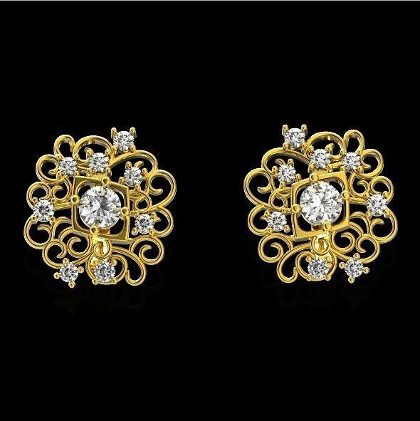  elegant  earrings with ornament pattern 474 3D print model_12