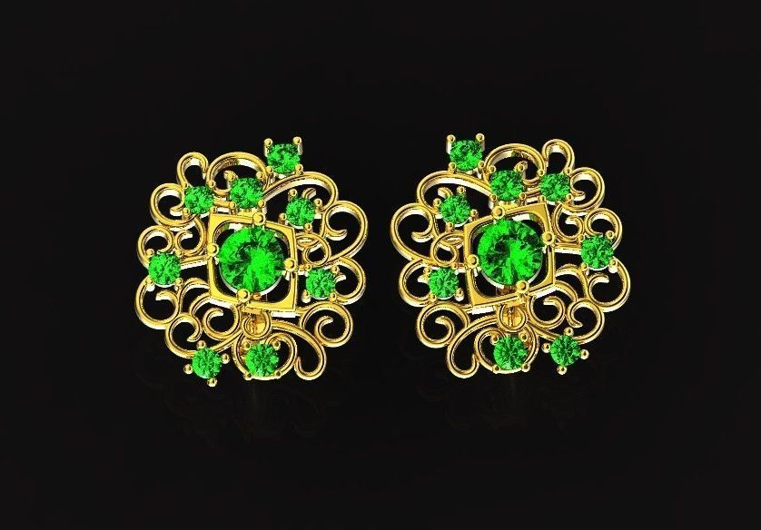  elegant  earrings with ornament pattern 474 3D print model_16