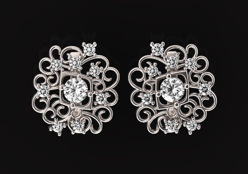  elegant  earrings with ornament pattern 474 3D print model_1