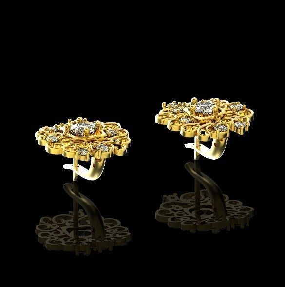 elegant  earrings with ornament pattern 474 3D print model_10