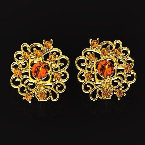  elegant  earrings with ornament pattern 474 3D print model_14