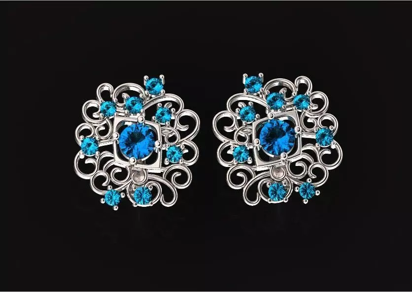  elegant  earrings with ornament pattern 474 3D print model_0