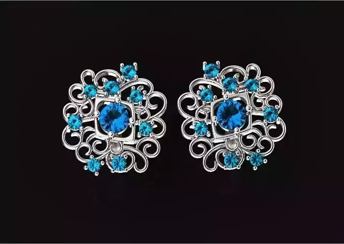  elegant  earrings with ornament pattern 474 3D print model