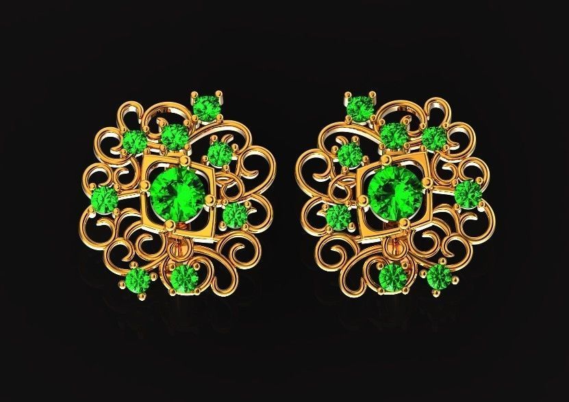  elegant  earrings with ornament pattern 474 3D print model_22
