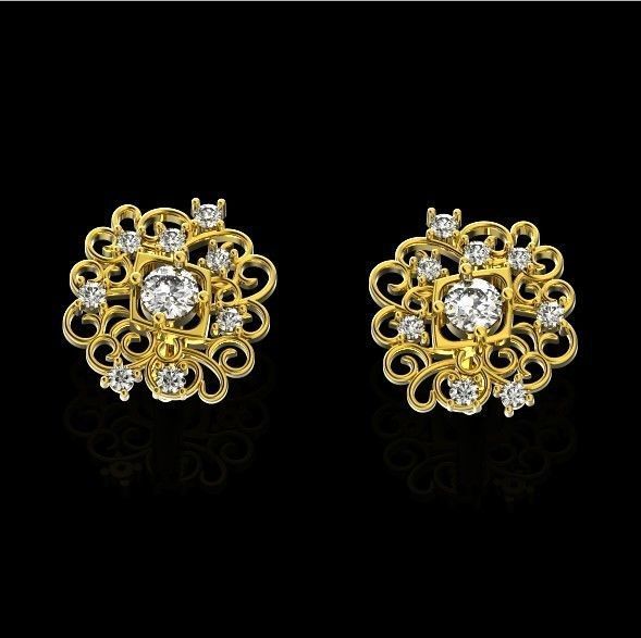  elegant  earrings with ornament pattern 474 3D print model_11