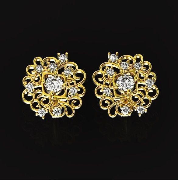 elegant  earrings with ornament pattern 474 3D print model_13