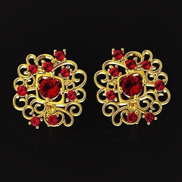  elegant  earrings with ornament pattern 474 3D print model_15