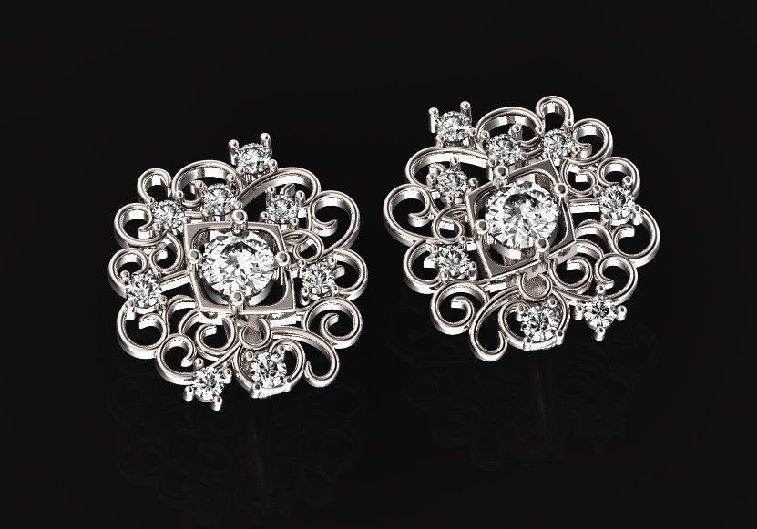  elegant  earrings with ornament pattern 474 3D print model_25