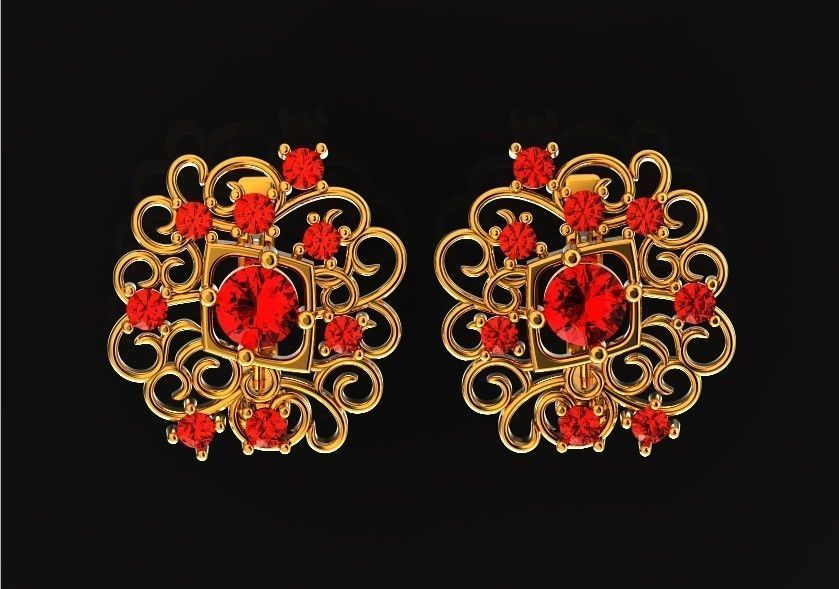  elegant  earrings with ornament pattern 474 3D print model_19