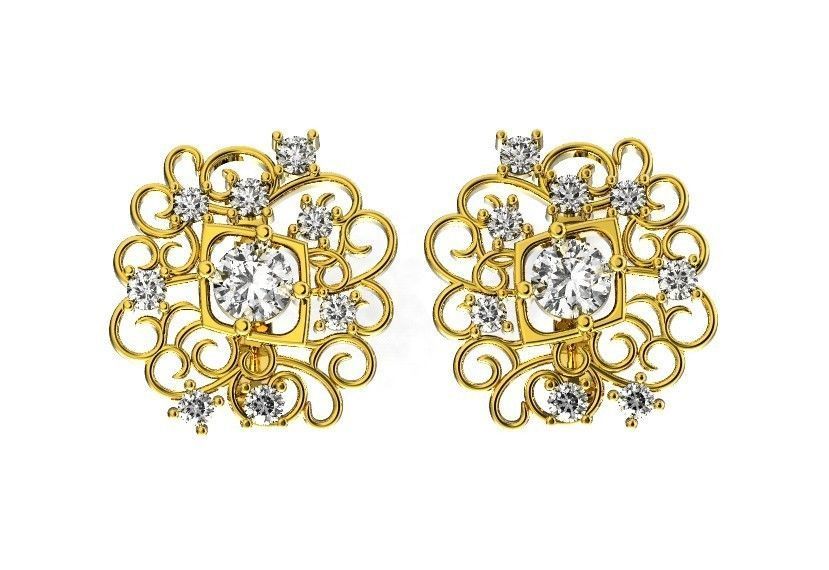  elegant  earrings with ornament pattern 474 3D print model_29