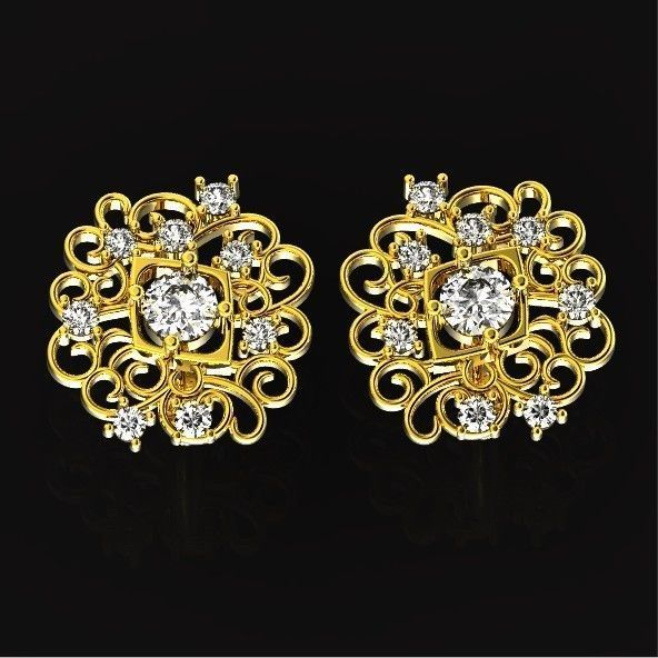  elegant  earrings with ornament pattern 474 3D print model_8