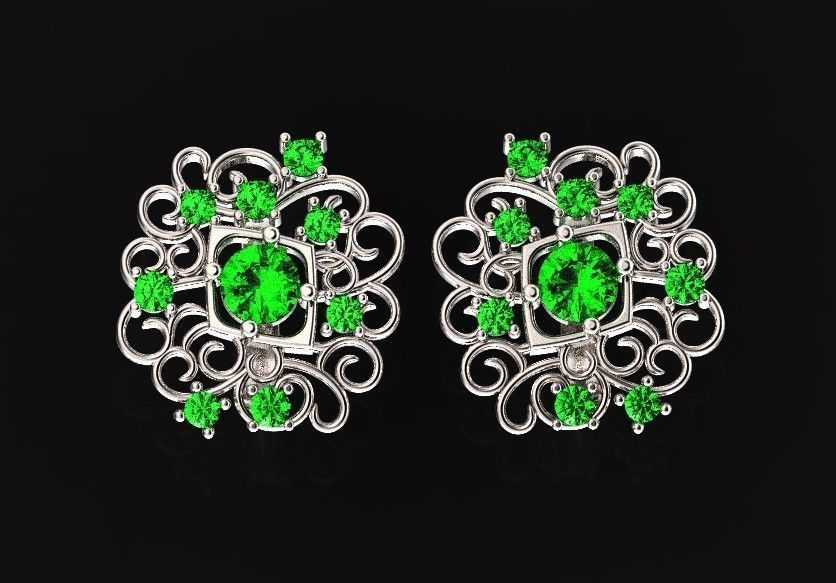 elegant  earrings with ornament pattern 474 3D print model_23