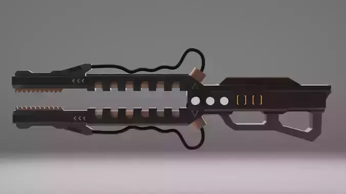 RailGun gun with two blades Free low-poly 3D model