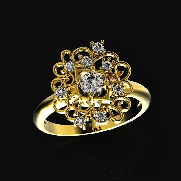 elegant ring with ornament pattern 474 3D print model_36
