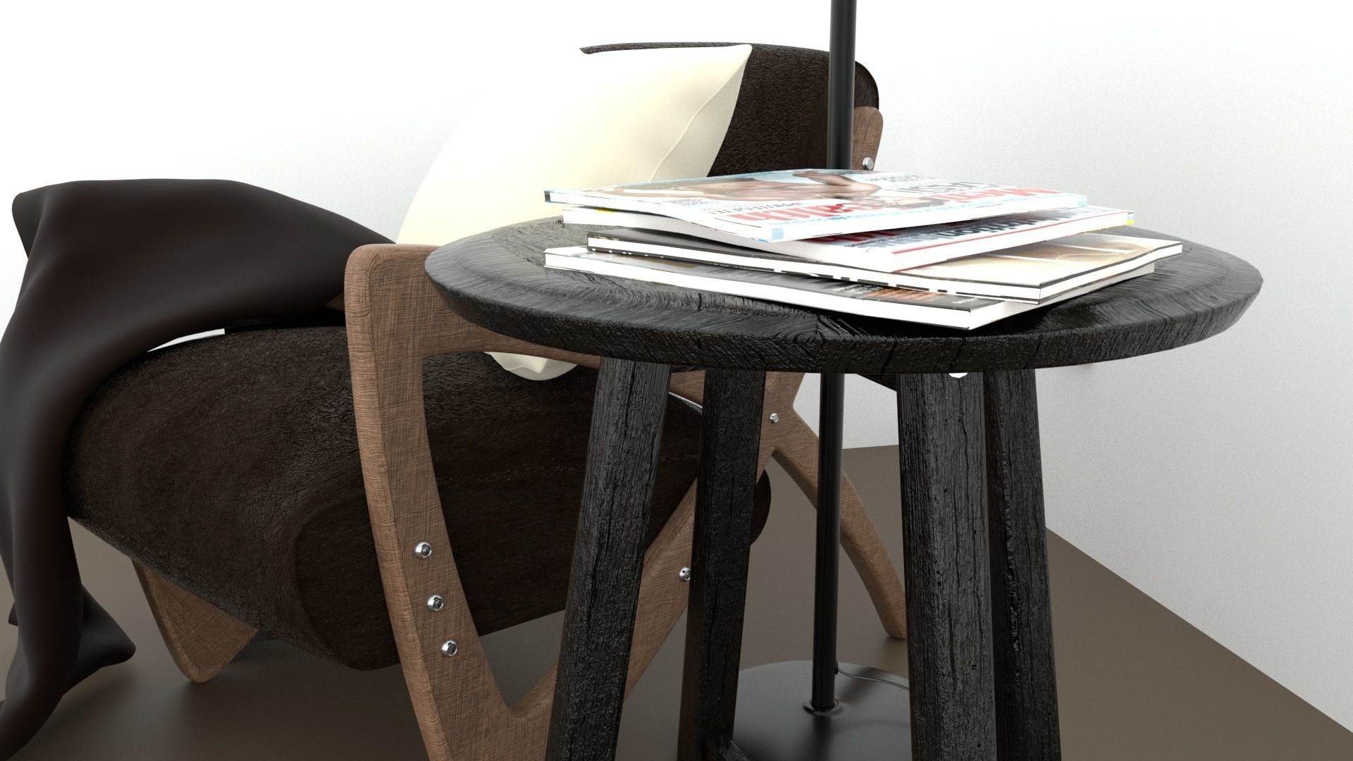 Side Table Card Table Coffee Table 3D model_5