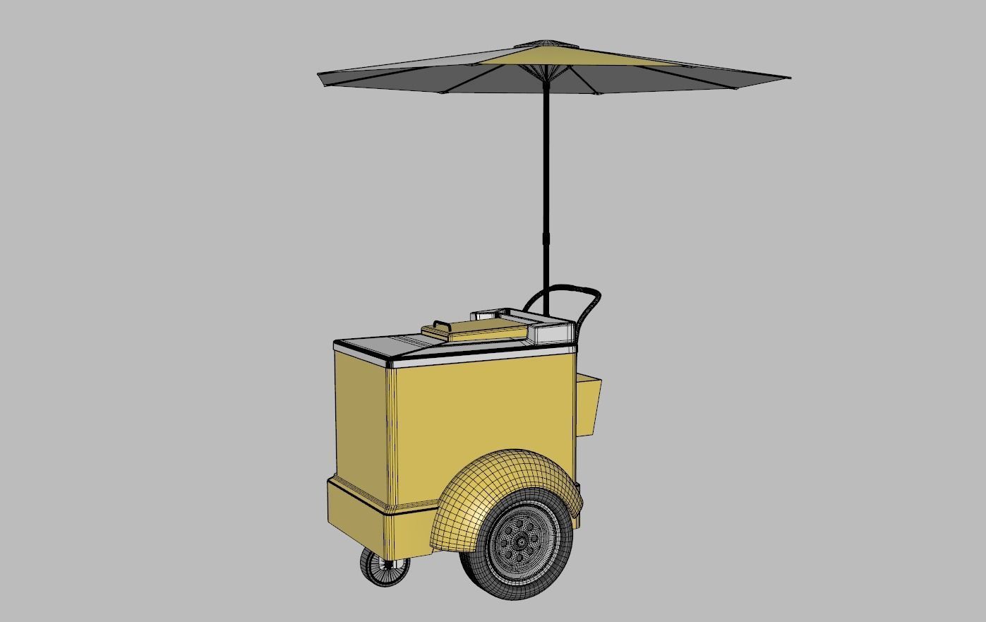 Ice Cream Push Cart 3D model_9