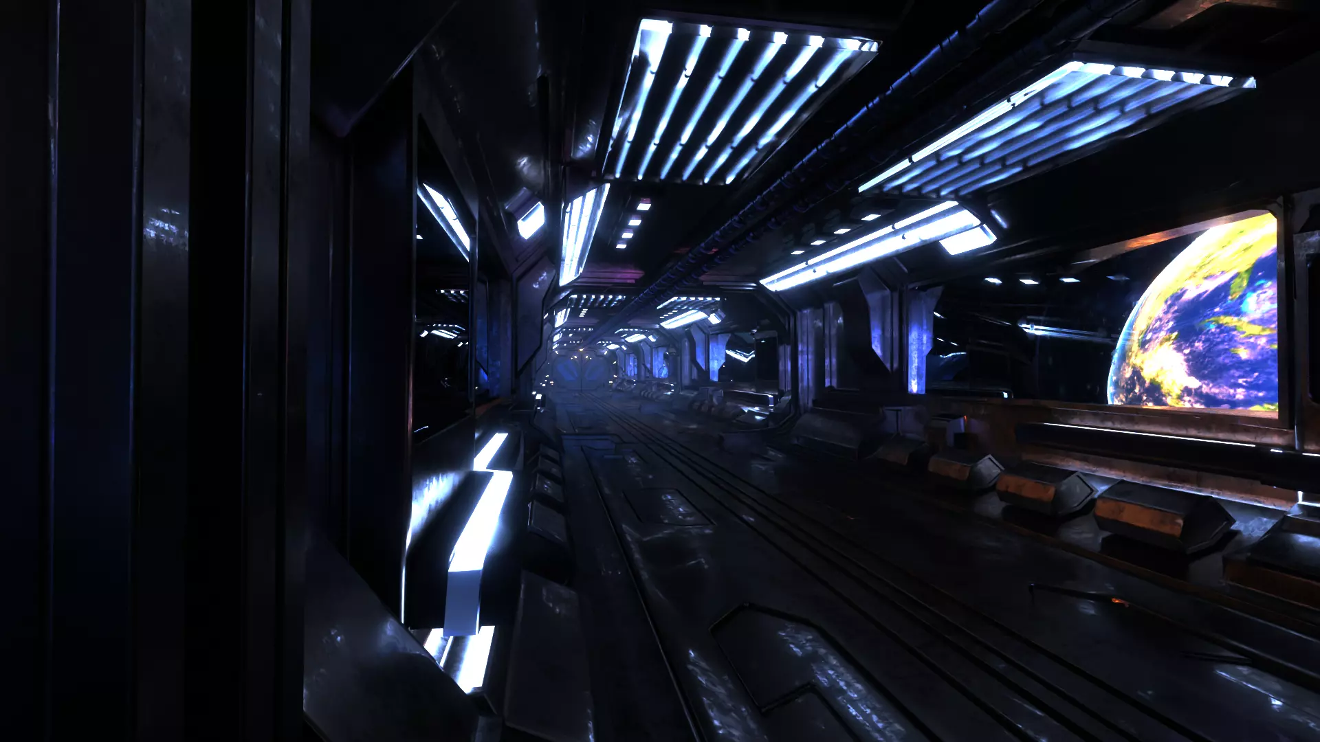 Scifi corridor Low-poly 3D model