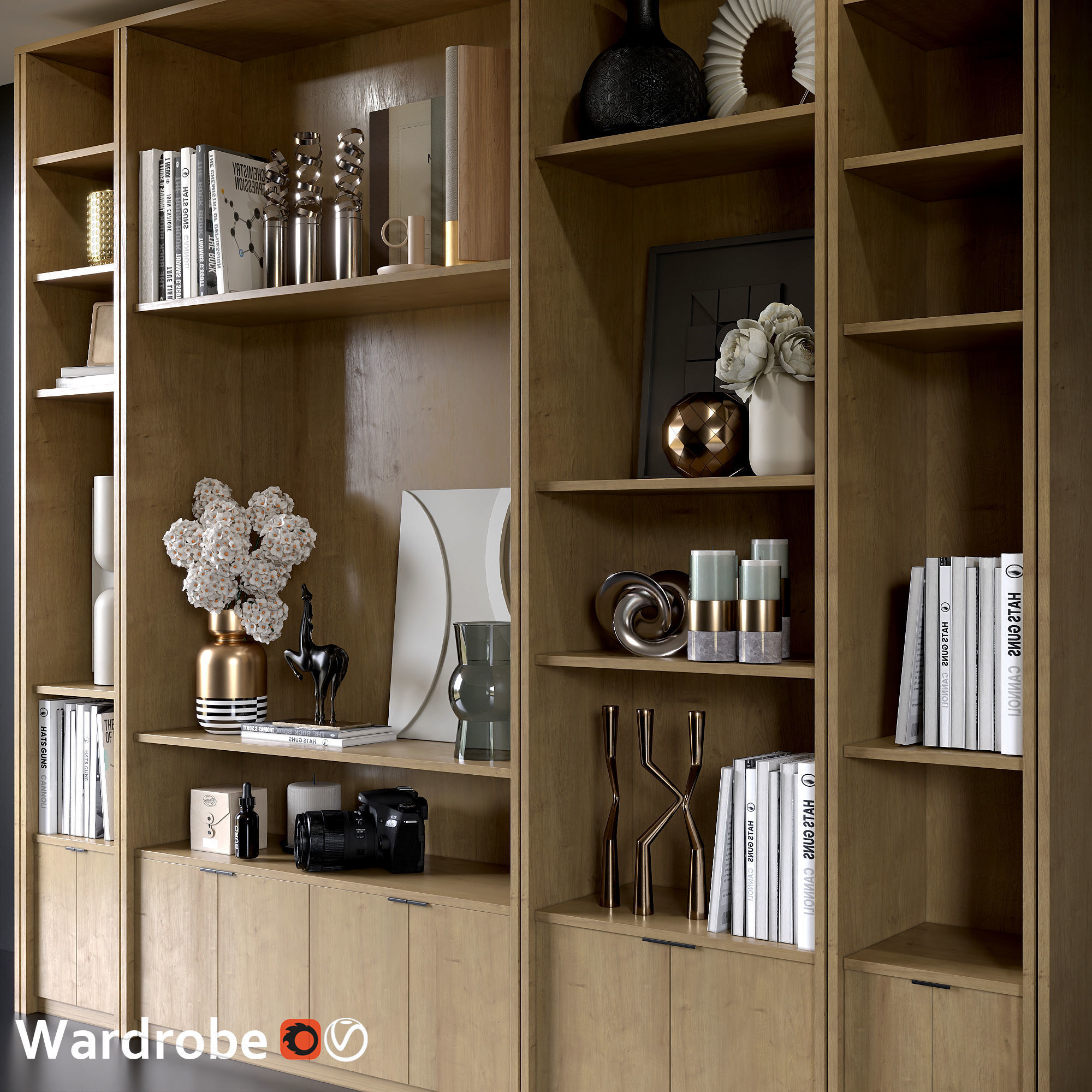 wardrobe bookcases for living room 3D model_1