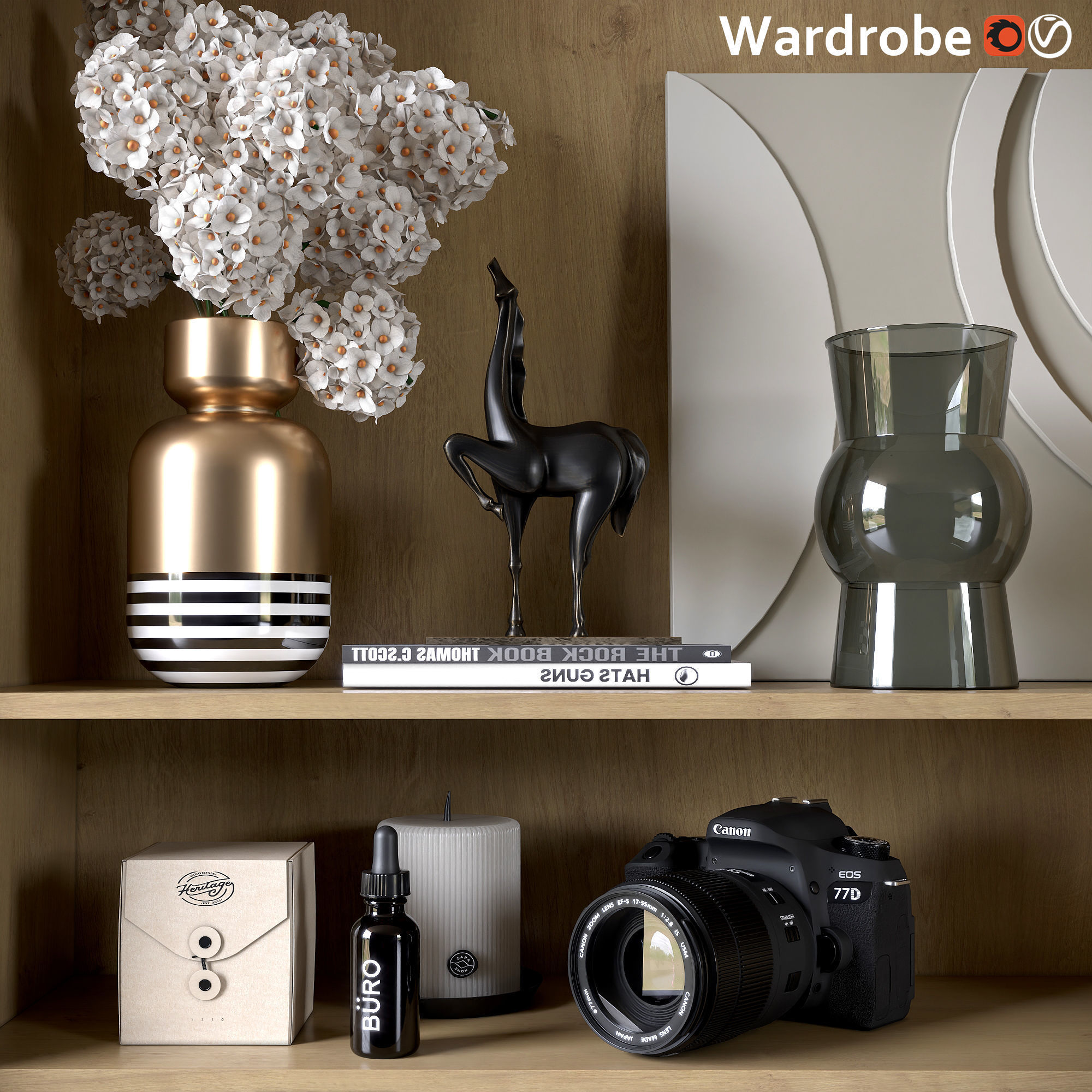 wardrobe bookcases for living room 3D model_2