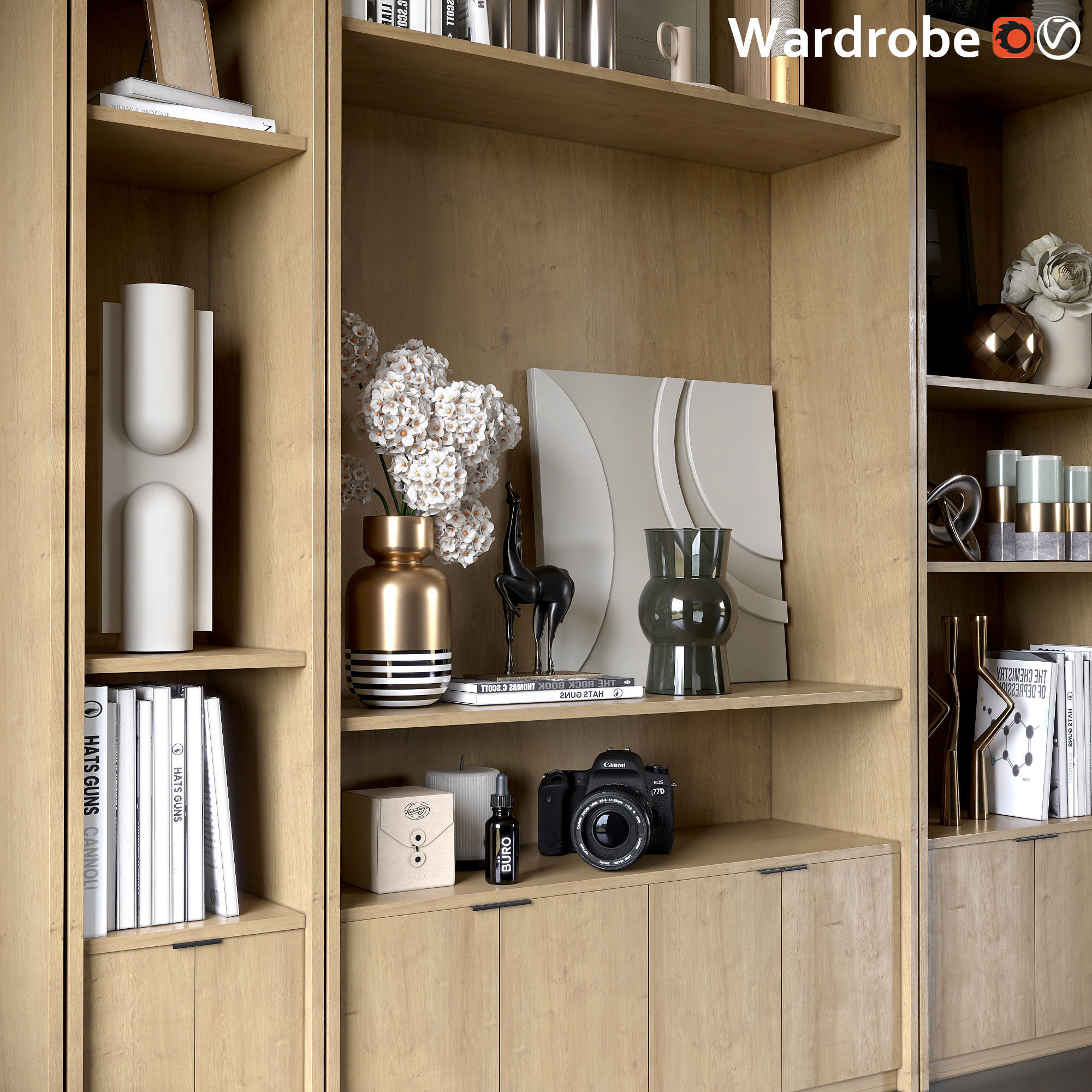 wardrobe bookcases for living room 3D model_3