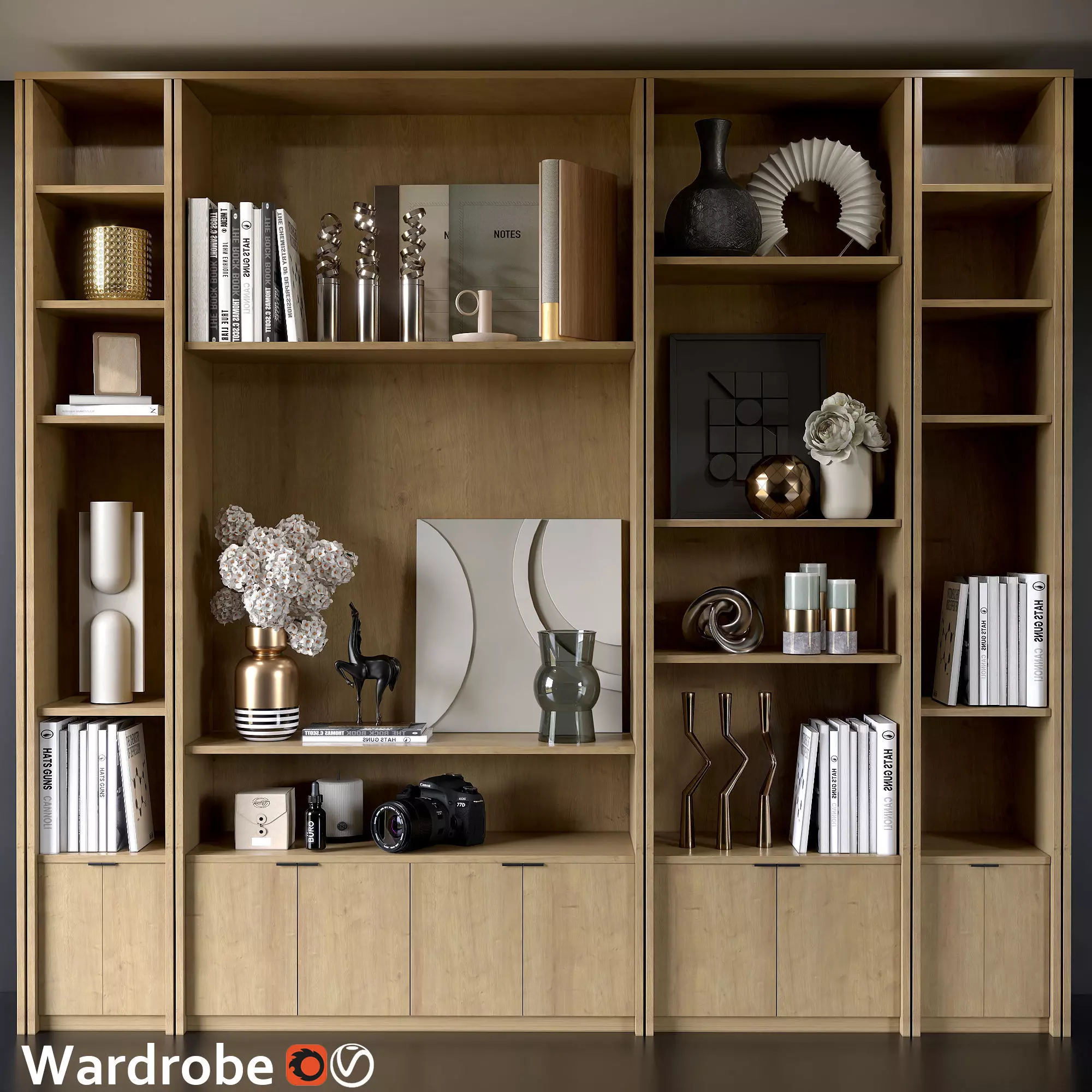 wardrobe bookcases for living room 3D model_0