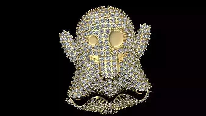 ghost pendant stones emoji 3D model