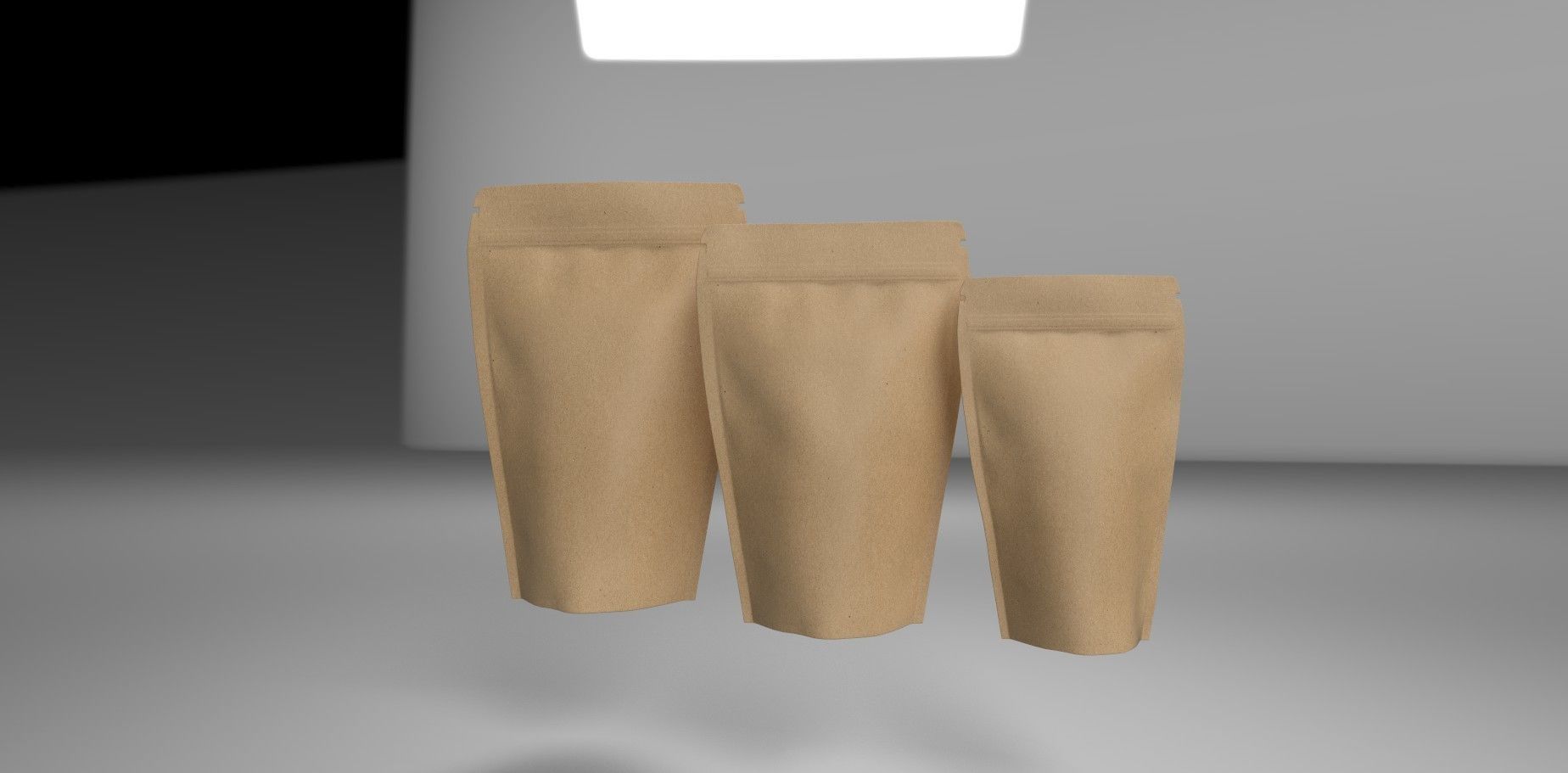 Kraft paper coffee bag 3D model_1