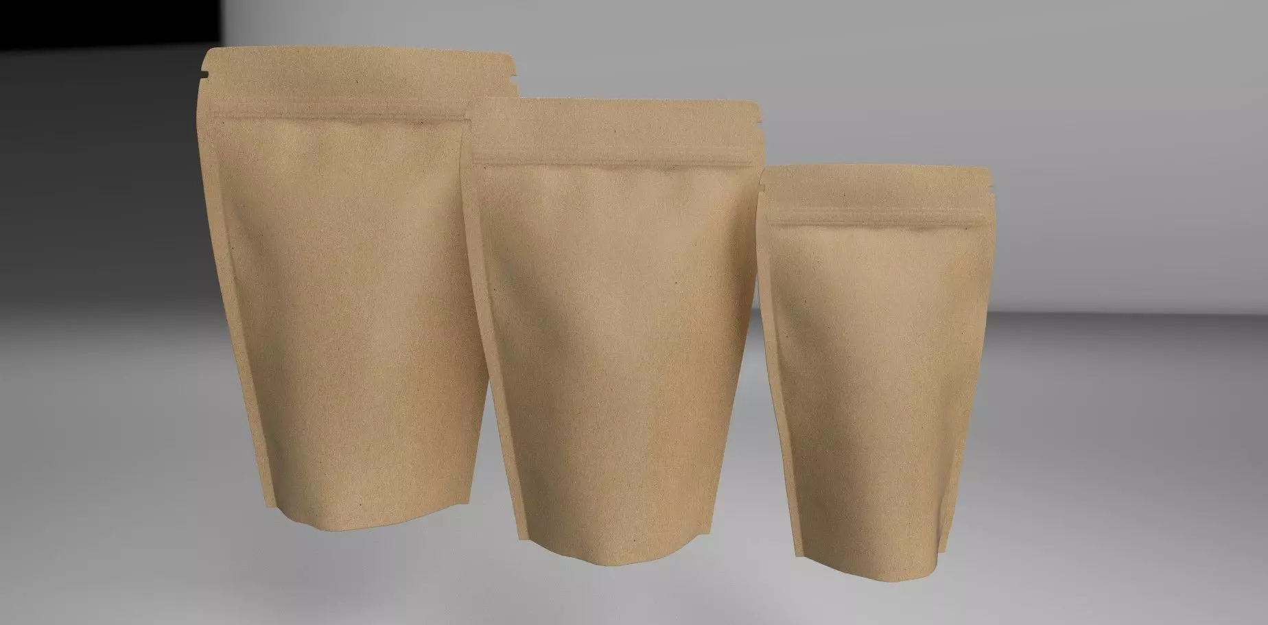 Kraft paper coffee bag 3D model_0
