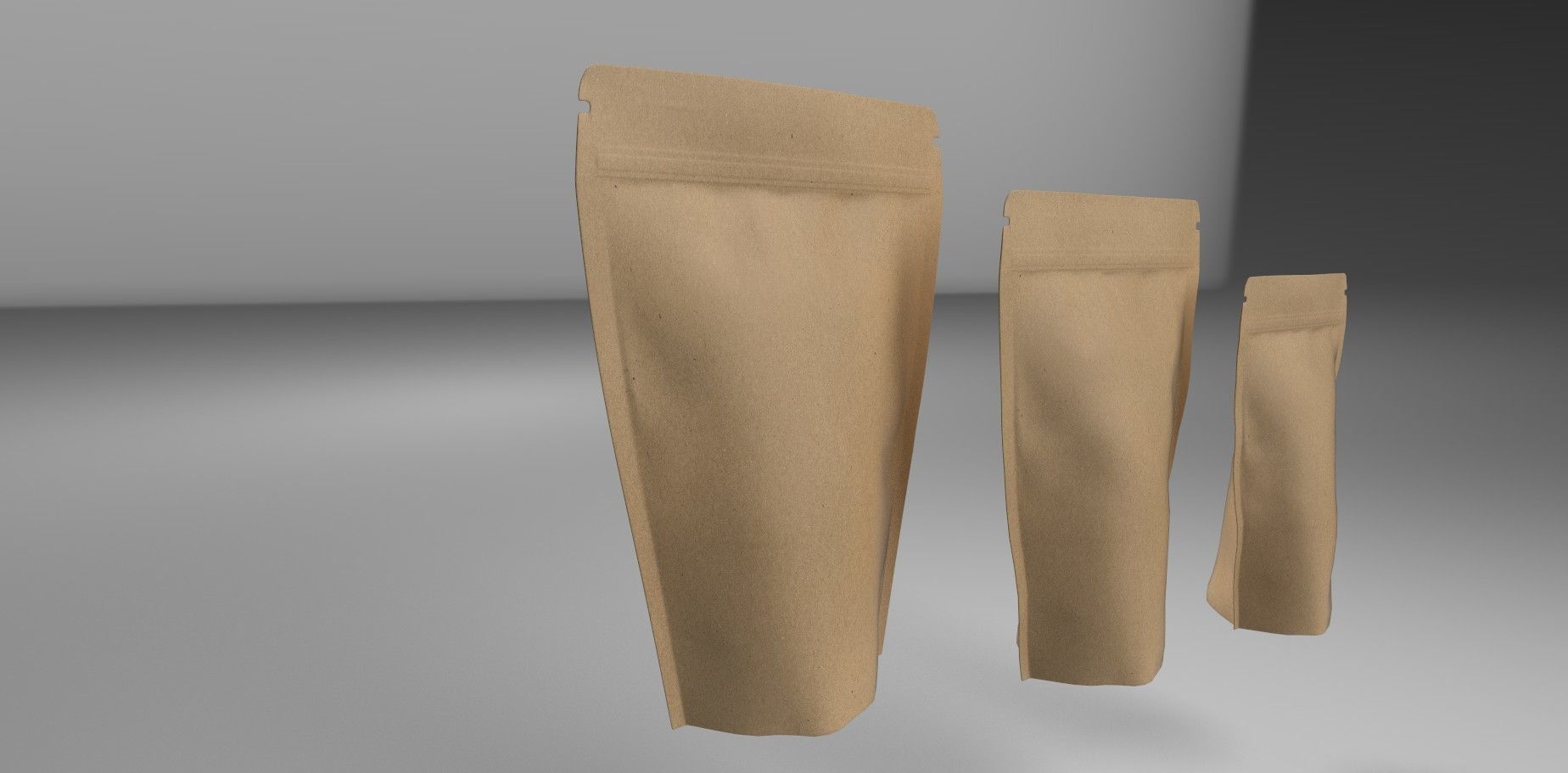 Kraft paper coffee bag 3D model_2