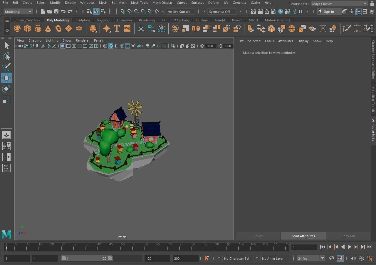 island 7 with houses and windmill Low-poly 3D model_7