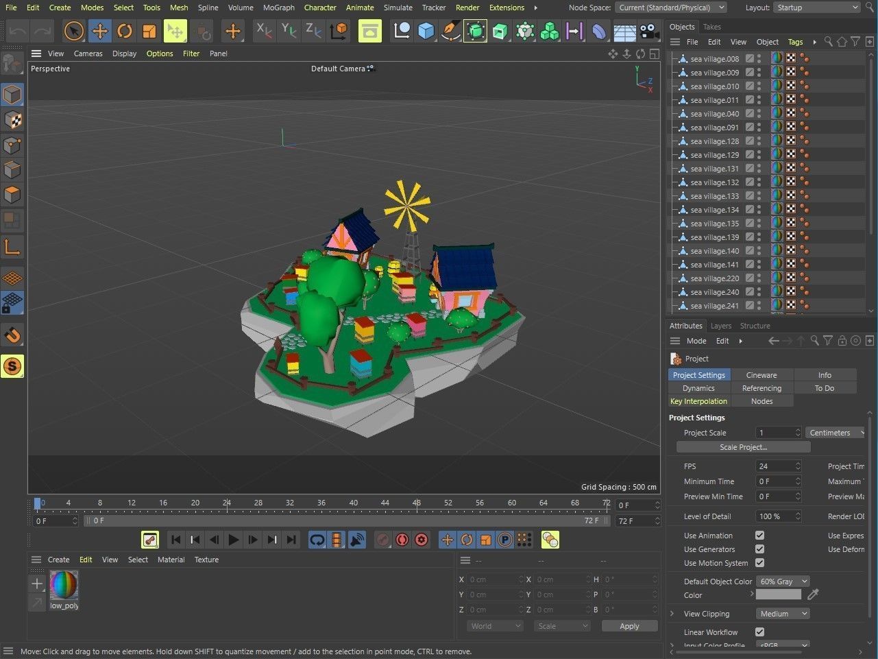 island 7 with houses and windmill Low-poly 3D model_8