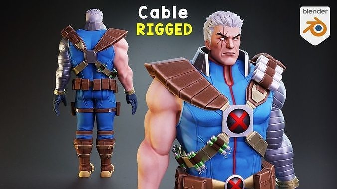 Marvels Classic Cable rigged 3D model