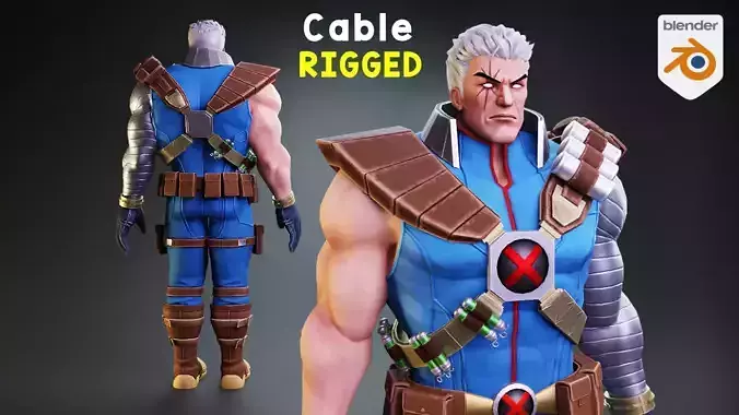 Marvels Classic Cable rigged 3D model