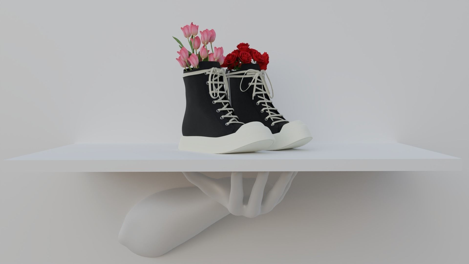 Shoe vase with Flower 3D model rigged CGTrader