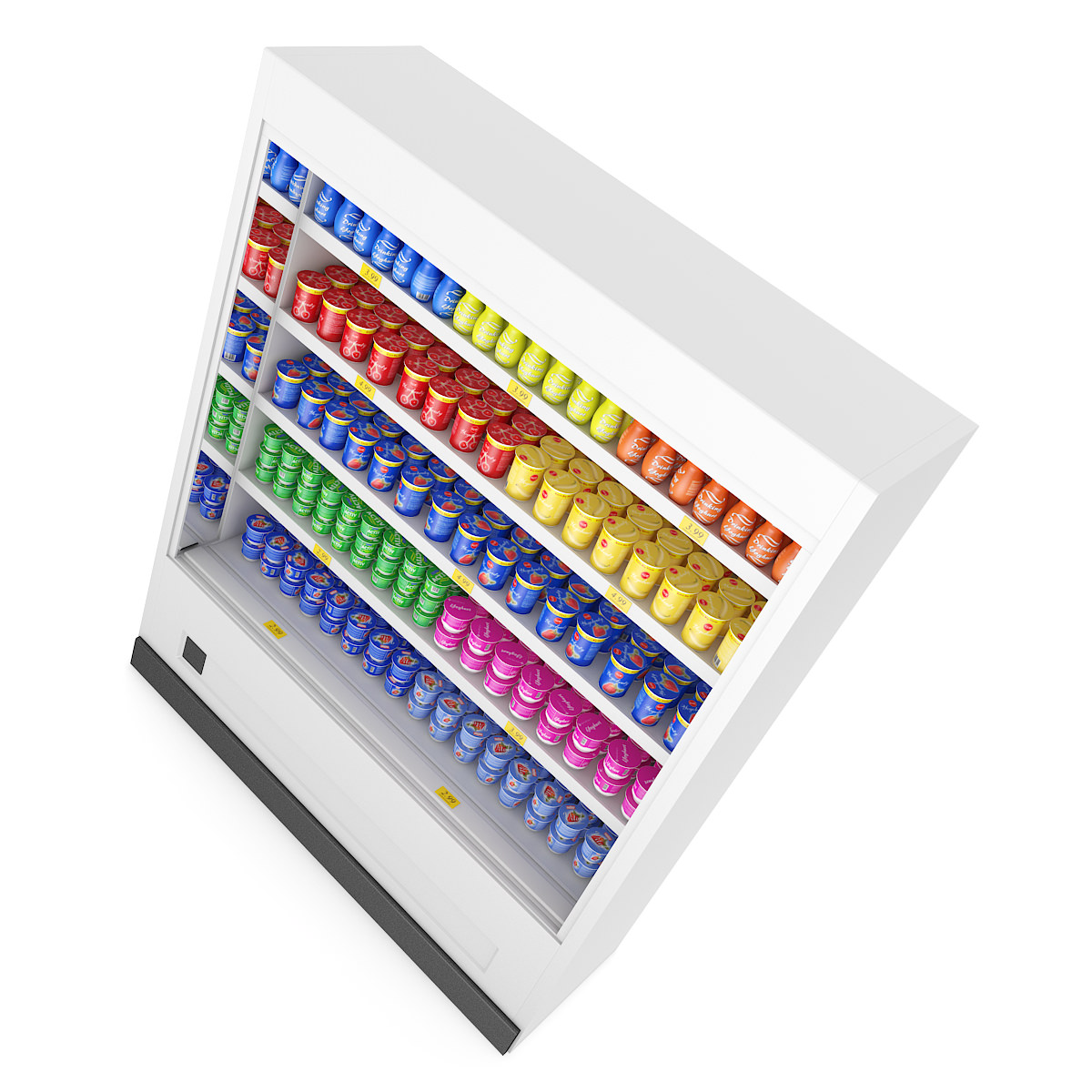 Refrigerator display of cans on shelf 3D model_1
