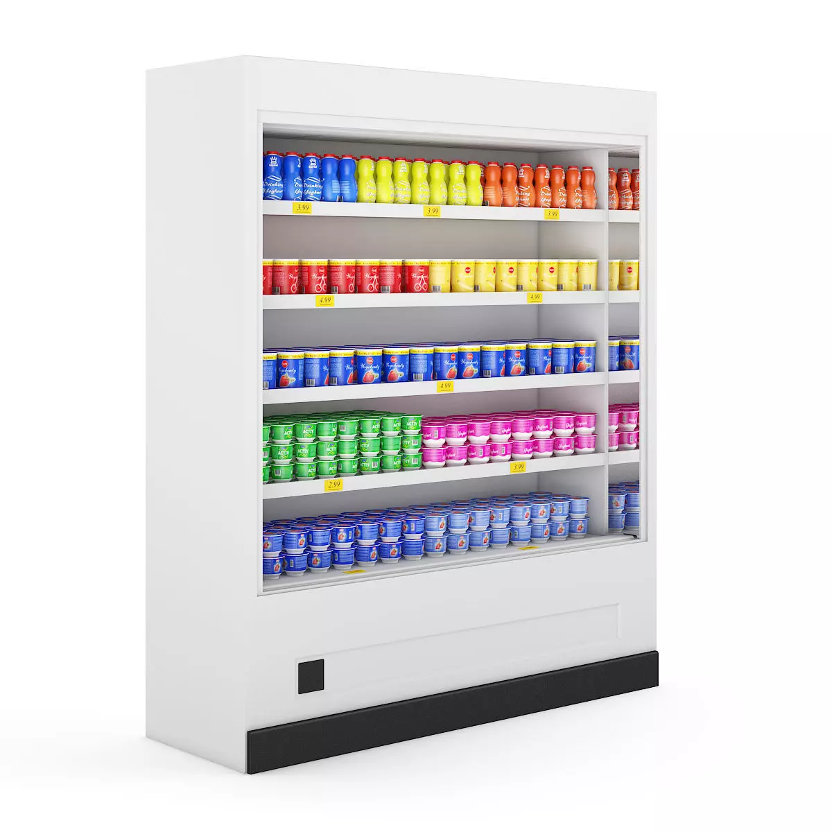 Refrigerator display of cans on shelf 3D model_0
