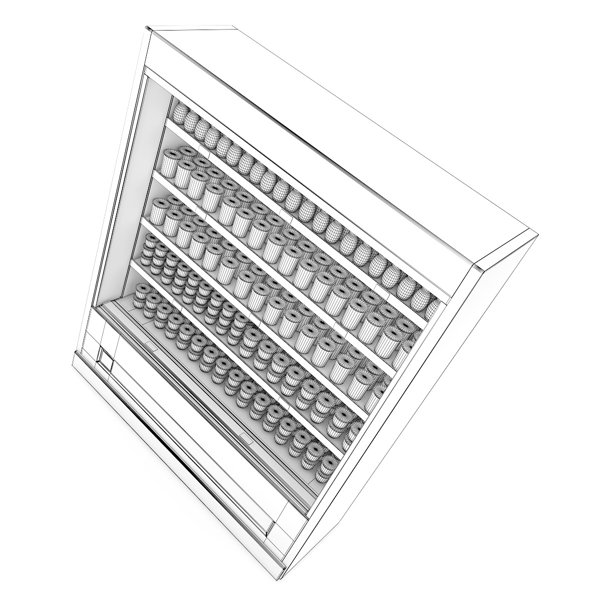 Refrigerator display of cans on shelf 3D model_3