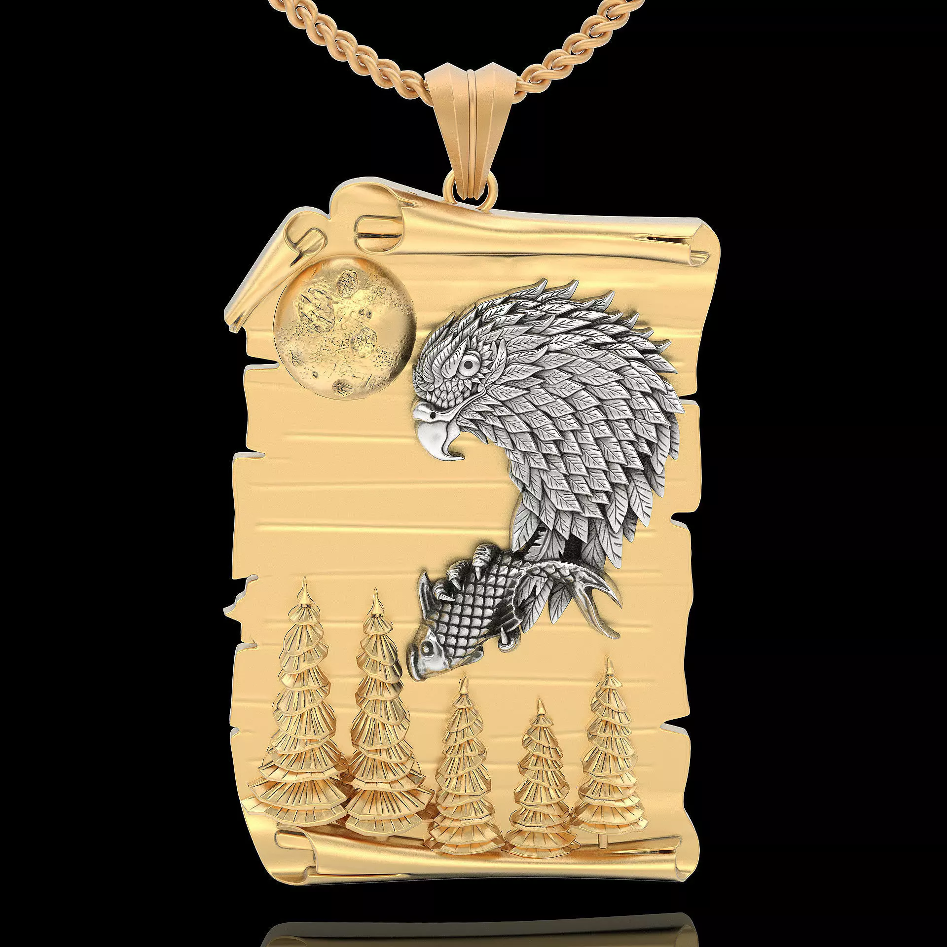 Inscription eagle pendant silver gold printable 3D model jewelry 3D print model