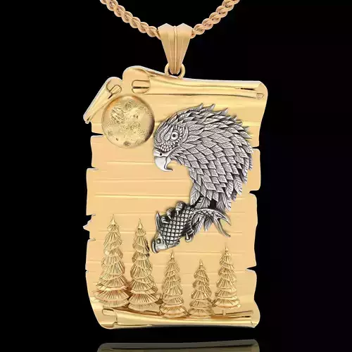 Inscription eagle pendant silver gold printable 3D model jewelry