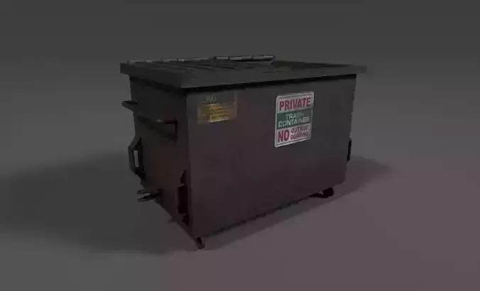 Old Industrial Dumpster Bin Rusted Low-poly 3D model