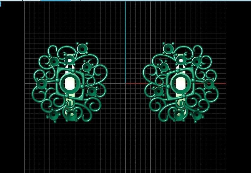 elegant set earrings and ring with ornament pattern 474 3D Model Collection_33