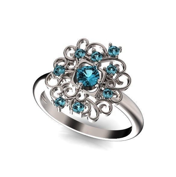 elegant set earrings and ring with ornament pattern 474 3D Model Collection_45