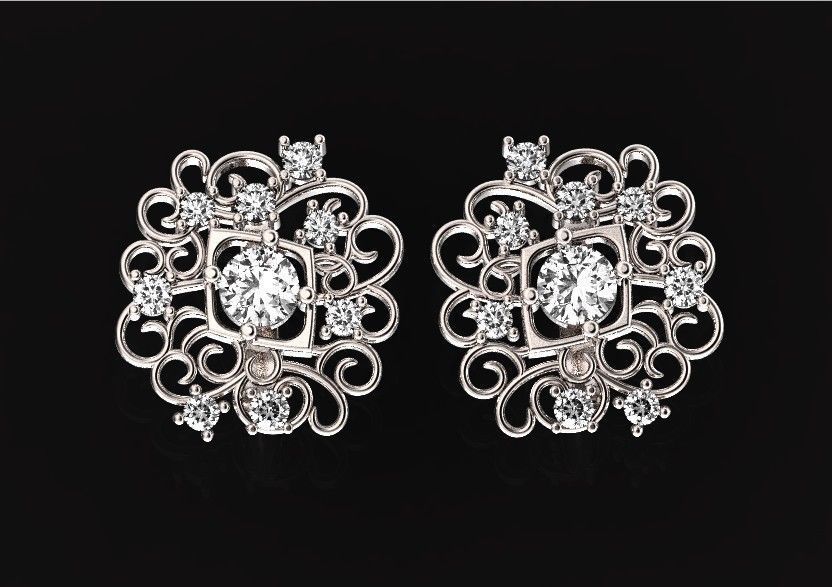 elegant set earrings and ring with ornament pattern 474 3D Model Collection_40