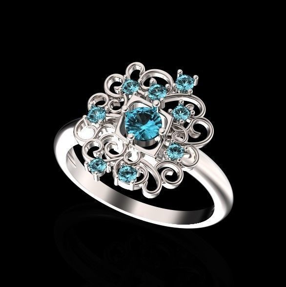 elegant set earrings and ring with ornament pattern 474 3D Model Collection_44