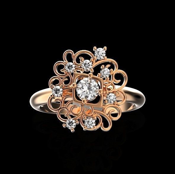 elegant set earrings and ring with ornament pattern 474 3D Model Collection_10