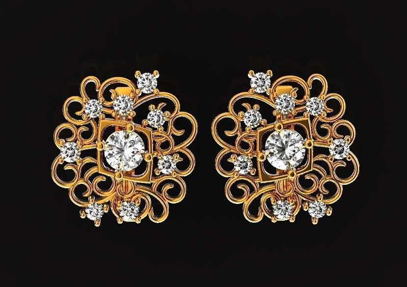 elegant set earrings and ring with ornament pattern 474 3D Model Collection_30