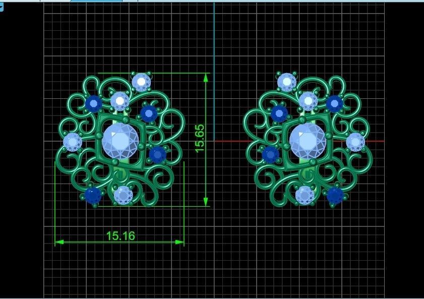 elegant set earrings and ring with ornament pattern 474 3D Model Collection_41