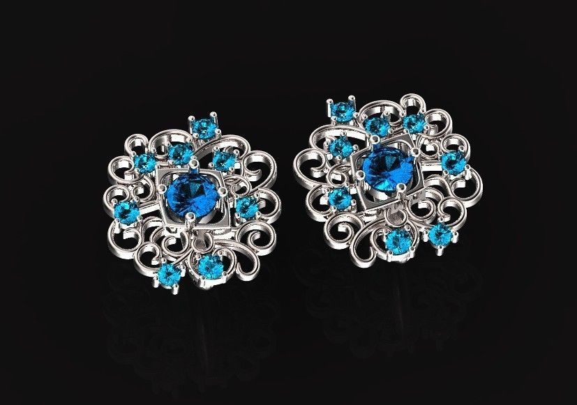 elegant set earrings and ring with ornament pattern 474 3D Model Collection_47